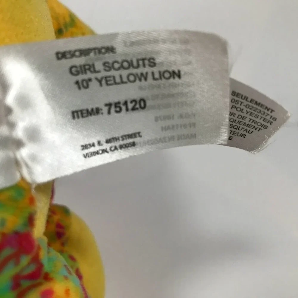 Girl Scouts 10 Inch Yellow Lion Plush Rainbow Mane Stuffed Animal 75120